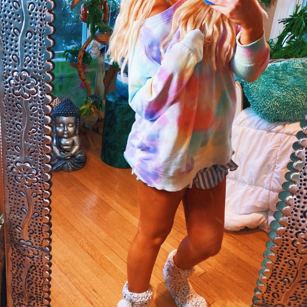 SOLD ON IG✨Pastel Off Shoulder Tie Dye Oversi - Picture 12 of 12